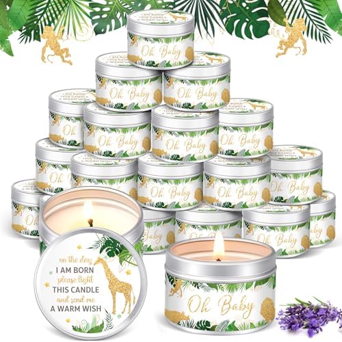 MTLEE Jungle Animal 24 Pcs Baby Shower Party Favors Candles Lavender Scented Baby Shower Favors for Guests Rustic Tealights Candles Gender Reveal Return Gifts(Gold, 1.2 oz) by CelebrateEveryMoment