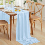 Horbaunal 12 Pack Baby Blue Chiffon Table Runners 10FT, 29x120 Inches - Image 2