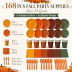 Yaomiao 168 Pcs Fall Party Supplies Autumn Dinnerware Plates Cups Napkins - Image 3