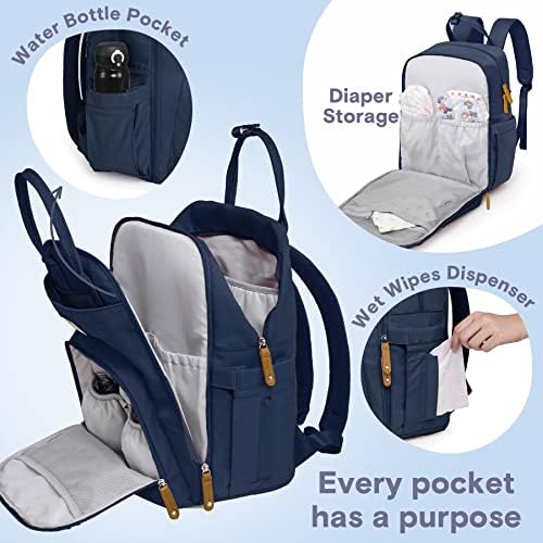 RUVALINO Baby Diaper Bag Backpack with Changing Pad, Peacock Blue - Image 3