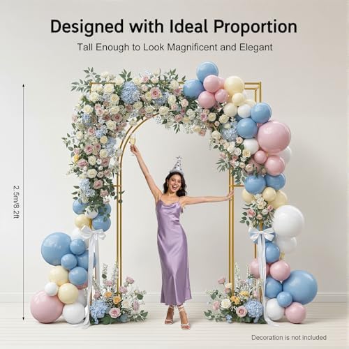 Wedding Arch Backdrop Stand, Gold Wedding Arches for Ceremony Square Metal Balloon Arch Stand Garden Arbor Frame for Wedding Birthday Party Baby Shower Photo Booth Background Decoration - Image 4