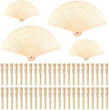 FEPITO 50 Pieces Wooden Handheld Paper Fan Wooden Folding Fans with Bamboos for Wedding Gift, Party, Home by FEPITO