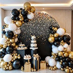 Gallety 7.2 FT Black and Gold Round Backdrop Cover for 5 to 7.2FT Circle Arch Stand - Adjustable Sparkly Glitter Circle Backdrop Cover for Wedding Graduation 1920s Party Gold Birthday Decorations - Image 6