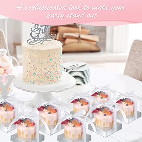 Thenshop 50 Pcs Clear Cupcake Boxes Individual 3.5 Inch, Silver - Image 4