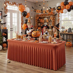 2 Packs Terracotta Spandex Tableclothes for 8 Foot Rectangle Tables, Wrinkle Free 8ft Fitted Table Cover Stretch Table Cloth Desk Skirt for Weddings Baby Shower Birthday Party Banquet Decorations - Image 7