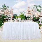 Tulle Table Skirt White Desk Skirt for Teacher Classroom Birthday Party Wedding Rectangle Tables 6ft - Image 3