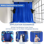Gallety Royal Blue Backdrop Curtain for Wedding, Polyester Photography Backdrop Drapes - 30FT x 10FT Photobooth Backdrop Curtains for Celebration,Birthday,Event,Graduation Party Decorations - Image 4