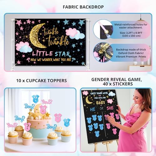 191 Pc Twinkle Twinkle Little Star Gender Reveal Decorations, Boy or Girl - Image 6