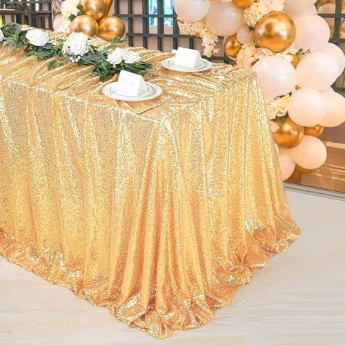 SoarDream Gold Sequin Tablecloth 90"x132" Wedding Glitter Table Cloth - Image 2