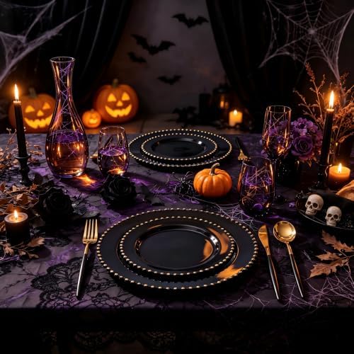 Supernal 102pcs Heavy Duty Black and Gold Plastic Silverware Set, 34 Guests - Image 5