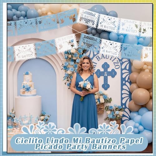 5 Pack 60 ft Blue Mi Bautizo Decoration Papel Picado Cielito Lindo Party - Image 6
