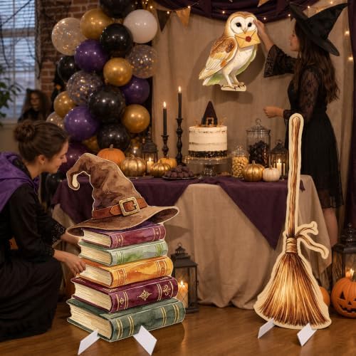 3Pcs Wizard Party Backdrop Decorations,3Ft Plastic Cardboard Cutouts - Image 6
