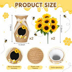 2 Set Honeybee Beehive Vase Decor Include Sunflower, Yellow - Image 3