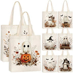 Shinylin 8 Pcs Halloween Boho Wildflower Ghost Tote Bags Trick or Treat by Shinylin
