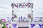 Lvydec Artificial Peony Flower Garland - 6ft Silk Peony Purple Flower Garland Arch Flower Vine for Wedding Party Table Decoration (2, Purple and White) - Image 3