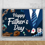 15x8ft Blue Fathers Day Backdrop Suit Tie Fathers Day Photo Backdrop Love Best Dad Ever Father's Day Decorations Background Family Prom Newborn Party Birthday Party Banner Photo Booth - Image 2