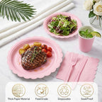 ArtSocket 350 Pack Disposable Party Tableware for 50 Guest, Pink Birthday - Image 4