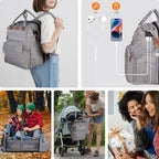 Diaper Bag Backpack with Changing Station, Grey - Image 6