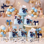 Kacctyen 50 Pack Mini Leather Purse Gift Bags PU Wedding, Sky Blue - Image 6