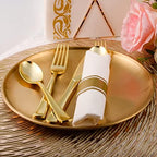 100 Pack Pre Rolled Gold Plastic Silverware Set - Image 4