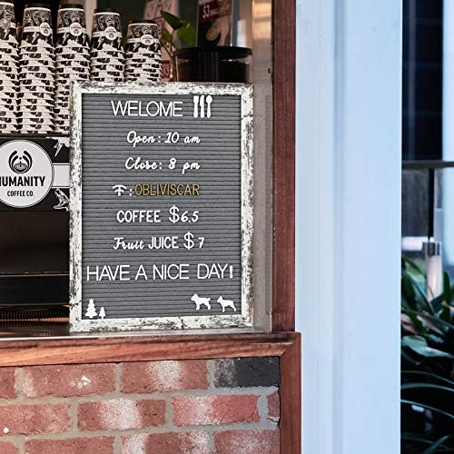 Felt Letter Board 12x16 Inch Rustic Wood Frame - Pre Cut & Sorted 725 Letters with Stand, Cursive Style Letters, Big Letters, Plastic Organizer, Shabby Chic Vintage Decor - Image 4