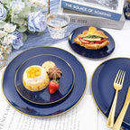 WDF 150pcs Blue plastic Plates - Navy Blue Plates Disposable 25guest Disposable Dinnerware Sets for Party/Wedding/Birthday - Image 5