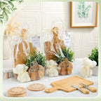 Honeydak 49 Pcs Baby Shower Prizes for Game Players 6 Set Cheese Board Fork Knives Coaster Towel Artificial Potted Plant Thanks Card Gift Bag for Baby Bridal Shower Wedding Favors(Square) - Image 4