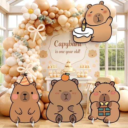 4 Pcs Large Capybara Birthday Party Decorations Capybara Cardboard Cutout 24 Inch Cute Funny Animal Standup Yard Signs for Indoor Outdoor Party Photo Prop Backdrop Supplies by Unknown