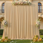 60x14ft Beige Backdrop Curtains for Wedding Party, 12 Panels 14 ft Long Back Drop Cloth, Wrinkle-Free Polyester Drapes for Birthday, Baby Shower, Stage Photography Background - Image 2