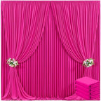 4 Panels Hot Pink Backdrop Curtain for Parties Fuchsia Wrinkle Free 20ft x 10ft Backdrop Drapes Panels for Baby Shower Birthday Photo Photography Polyester Fabric Background Decoration by Suppromo