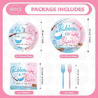 96Pcs Bobbers or Bows Gender Reveal Party Decorations, Serves 24 - Image 5