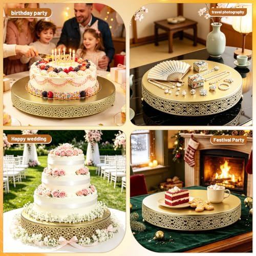 Cake Stand, Metal Round Cupcake Dessert Stand Cake Display Holder Cookies Fruit Serving Tray Decor for Wedding Party Birthday Baby Showers Anniversary (18 in, Gold) - Image 4