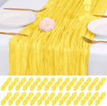 28 Pack Lemon Yellow Cheesecloth Table Runner 17x108 Inch Semi Sheer Boho Gauze Cheese Cloth Fabric Table Runners, for Wedding Party Baby Shower Birthday Home Decor Garden Farmhouse by Unknown