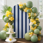 Strip Spandex Arch Backdrop Cover 7.2FT for Balloon Garland Nautical Farmhouse Strip Navy Blue Double-Sided Chiara Backdrop Stand Cover Elastic Fabric Background for Birthday Party Baby Shower Decor by EZON-CH