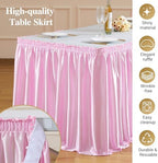 17ft Baby Pink Satin Table Skirt for Rectangle Table Teacher Desk Skirt - Image 4
