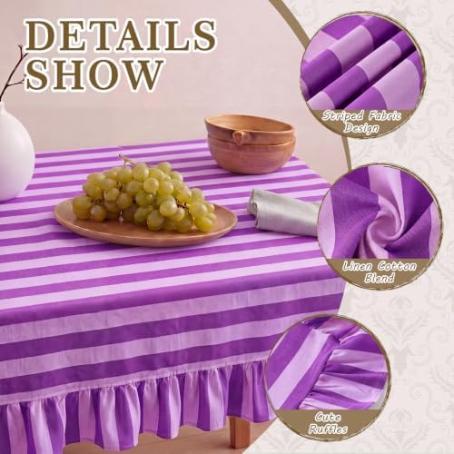 Tudomro Striped Tablecloth, Rectangle, Purple Series, 84'' X 60'' - Image 3