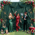 10x10 Hunter Green Backdrop Curtain for Parties Wrinkle Free Dark Green Photo Curtains Backdrop Drapes Fabric Decoration for Baby Shower Birthday Party Photography 5ft x 10ft,2 Panels - Image 3