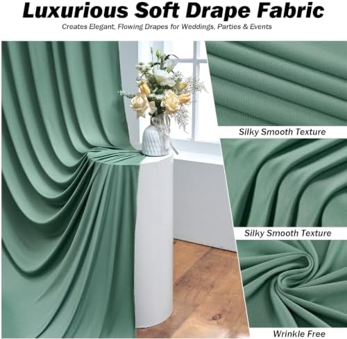 10x12 ft Sage Green Backdrop Curtains for Weddings, Birthdays and Photos - Image 3