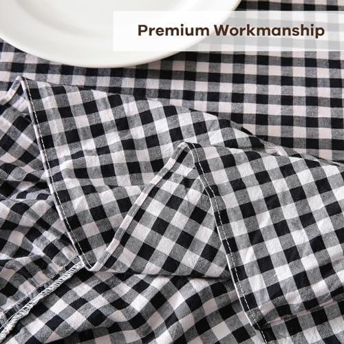 Black White Gingham Ruffled Table Cloth Rectangular 70"x52" - Image 6