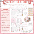 Funnymoom 426 Pcs Baby Shower Games Set, 8 Games Elephant Girl - Image 4