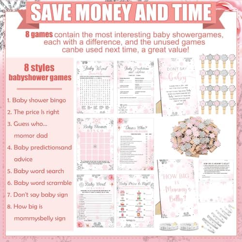 Funnymoom 426 Pcs Baby Shower Games Set, 8 Games Elephant Girl - Image 4