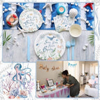 Yungyan Sea Baby Shower Plates Cups Napkins Forks, Dolphin Ocean Theme - Image 6