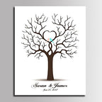 DIY Fingerprints Wedding Sign in Guest Book Tree Canvas with Wooden Hanger Personalized Wedding Gift for Couple Anniversary Party Decorstions-80x120cm - Image 2