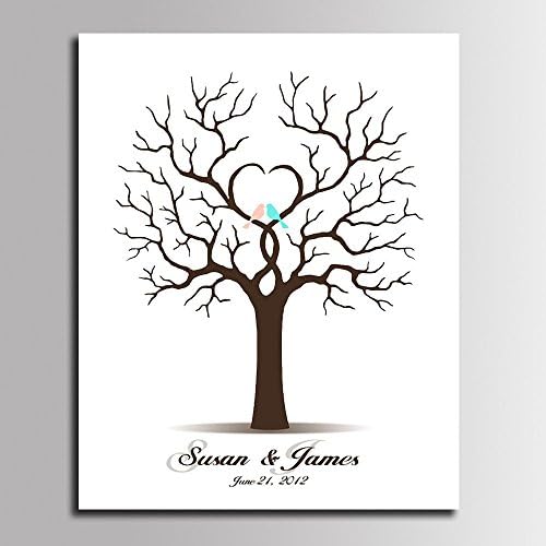DIY Fingerprints Wedding Sign in Guest Book Tree Canvas with Wooden Hanger Personalized Wedding Gift for Couple Anniversary Party Decorstions-80x120cm - Image 2