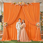 32ftx10ft Wrinkle Free Orange Backdrop Curtain - 10 Feet Photography Backdrop Drapes, Silky Polyester Back Drop Cloth for Wedding Baby Shower Balloon Arch Background - Image 6