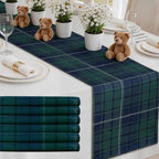 6 Pcs 72 X 13 Tartan Plaid Table Runner, Green Blue Tartan Baby Shower - Image 3