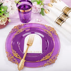 Hioasis 210 Pcs Purple Gold Plates for Party - Image 5