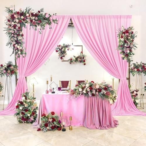 AK TRADING CO. 10 feet x 8 feet IFR Polyester Backdrop Drapes Curtains Panels with Rod Pockets - Wedding Ceremony Party Home Window Decorations - Pink - Image 4