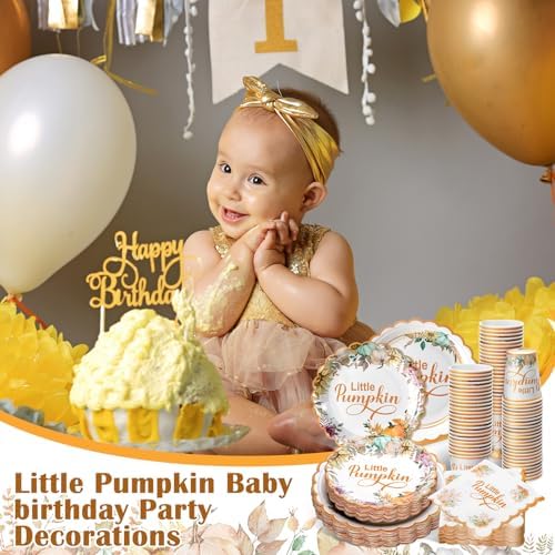 Domensi 250 Pcs Little Pumpkin Baby Shower Party Decoration Set Serves 50 - Image 5