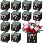 12 Pack Galvanized Square Vases with Floral Foam 3.5 Inch, Black by Unknown